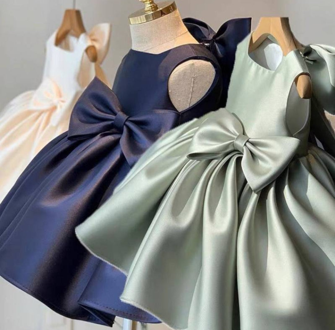 Navy Special Occasions Dress with Big Bow (Clip on)