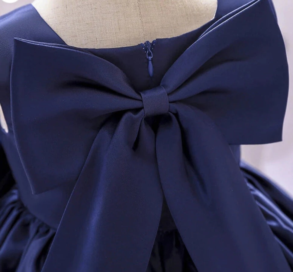 Navy Special Occasions Dress with Big Bow (Clip on)