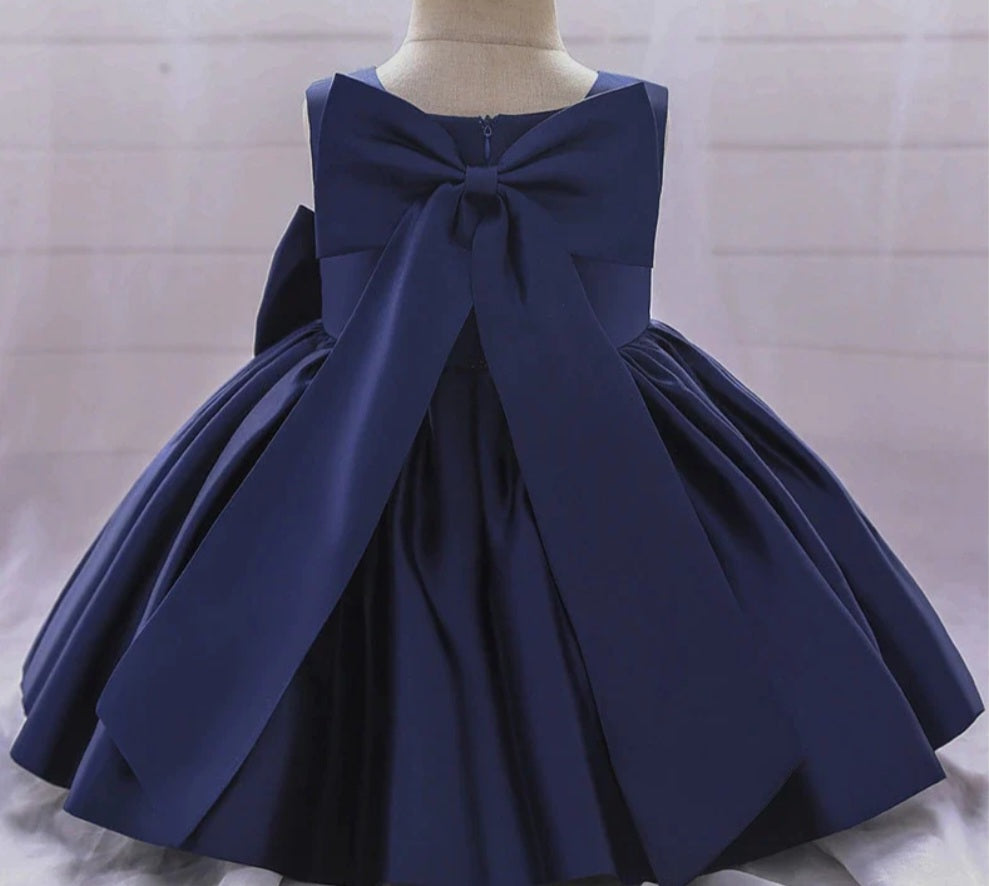 Navy Special Occasions Dress with Big Bow (Clip on)
