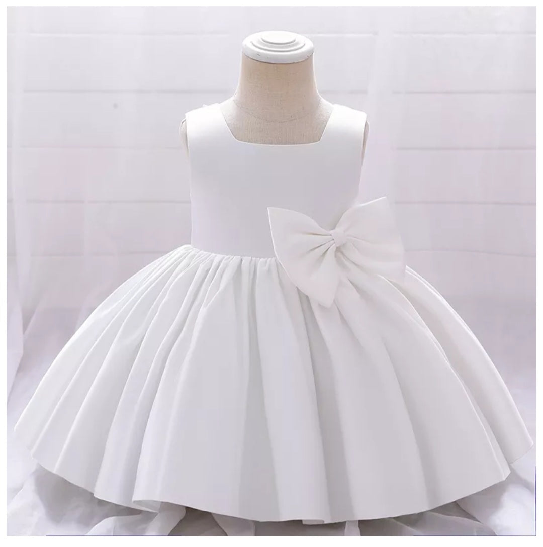White Special Occasions Dress with Big Bow (Clip on)