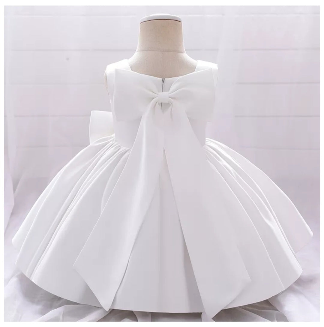 White Special Occasions Dress with Big Bow (Clip on)