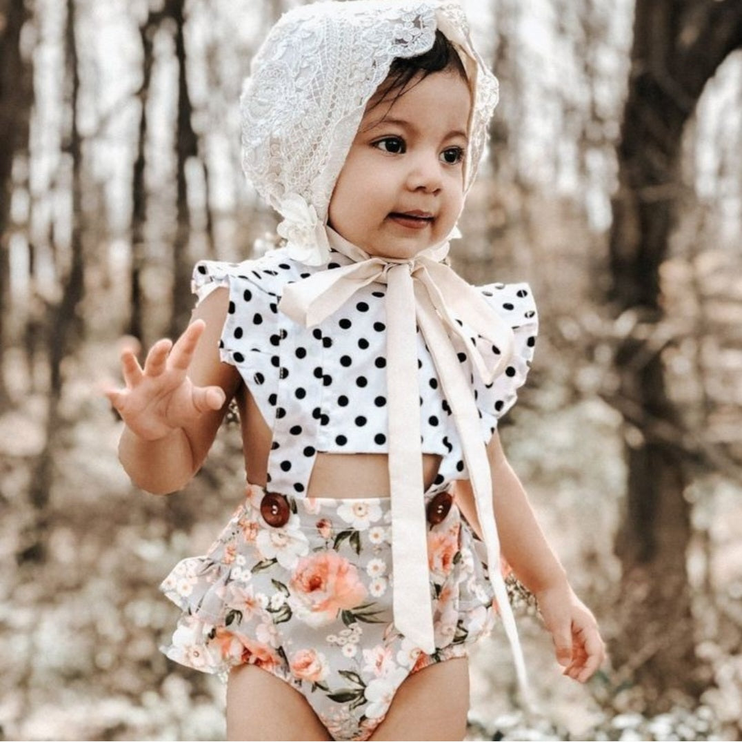Polka Floral Romper