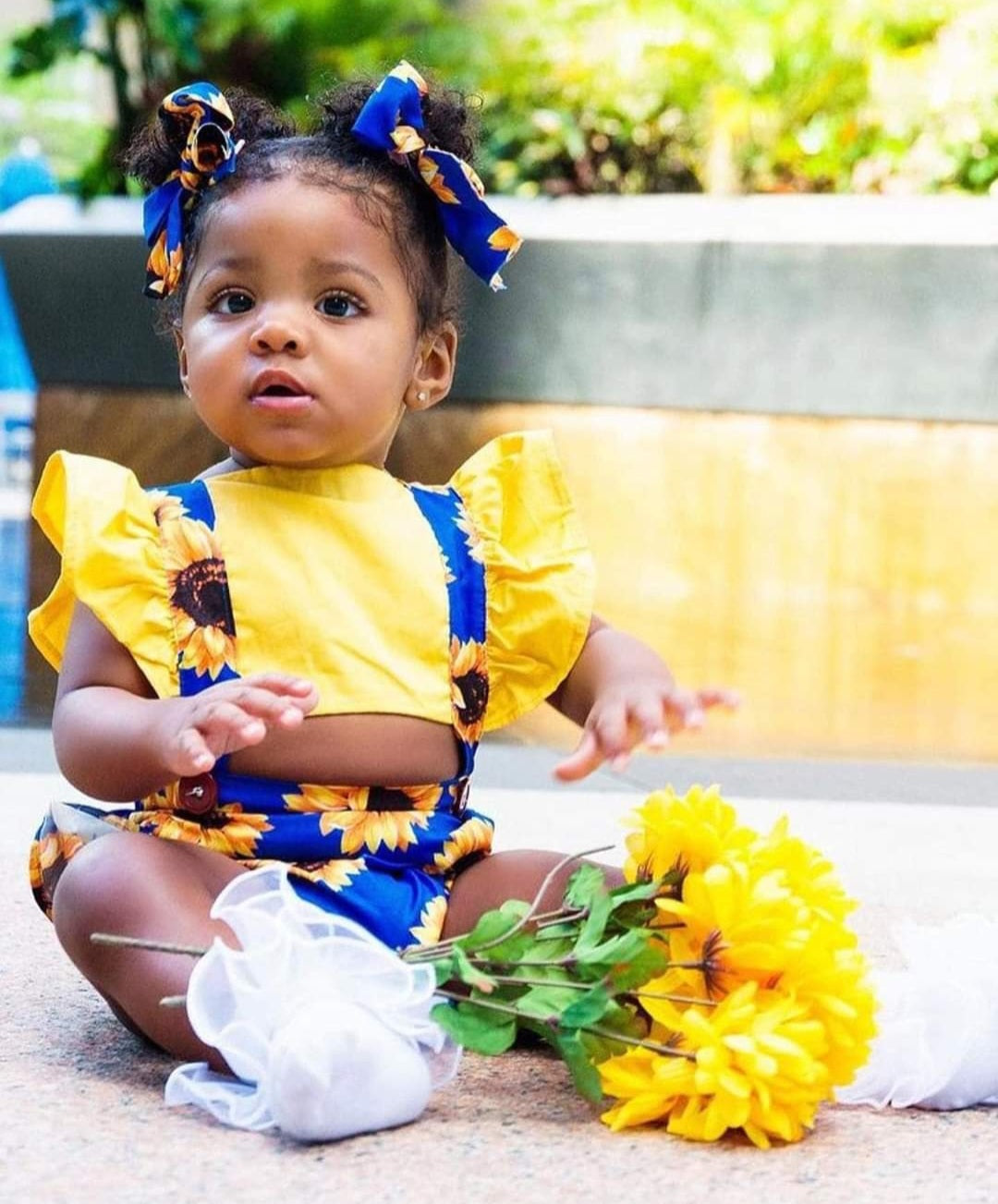 Blue Sunflower Romper