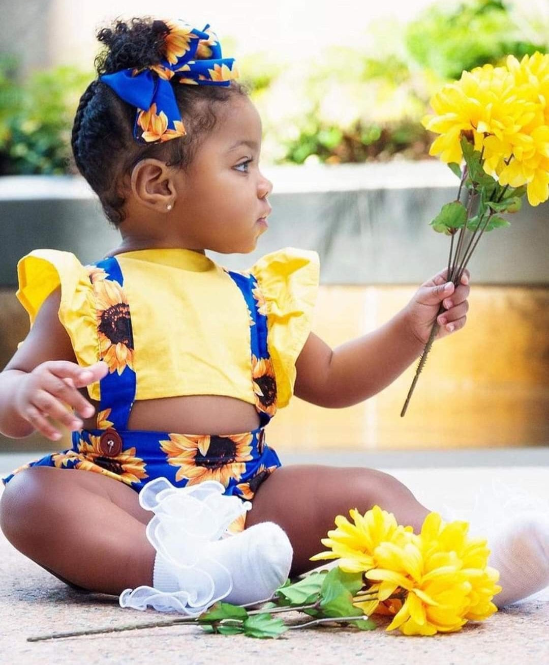 Blue Sunflower Romper