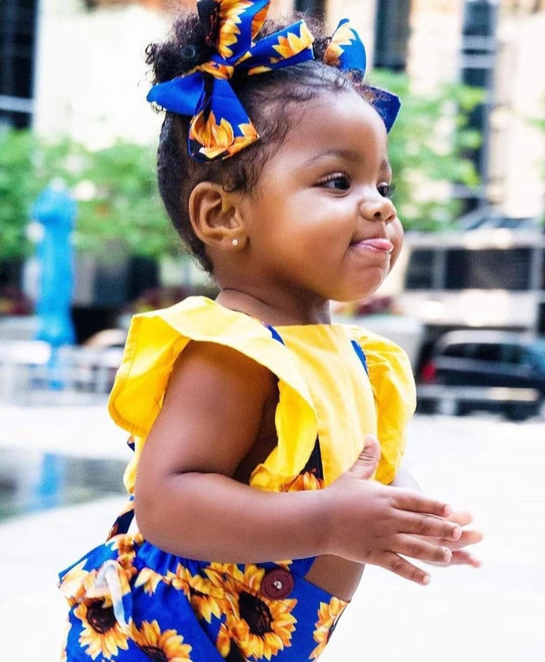 Blue Sunflower Romper