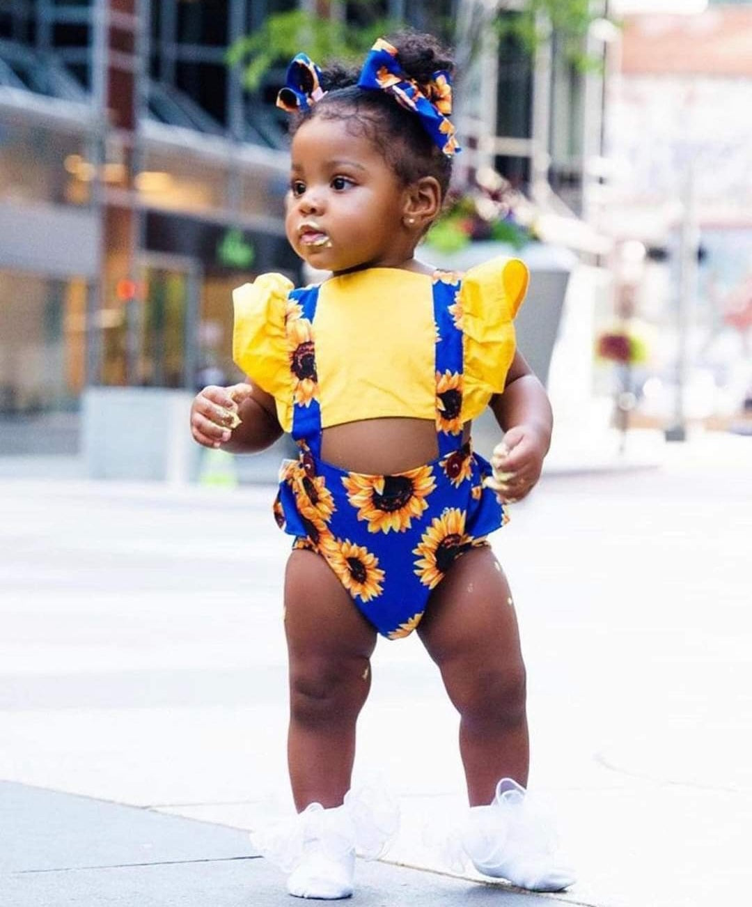 Blue Sunflower Romper