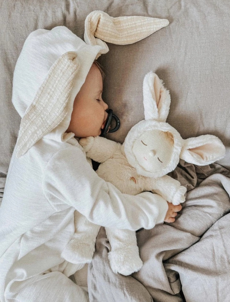 White Ribbed Bunny Onsie