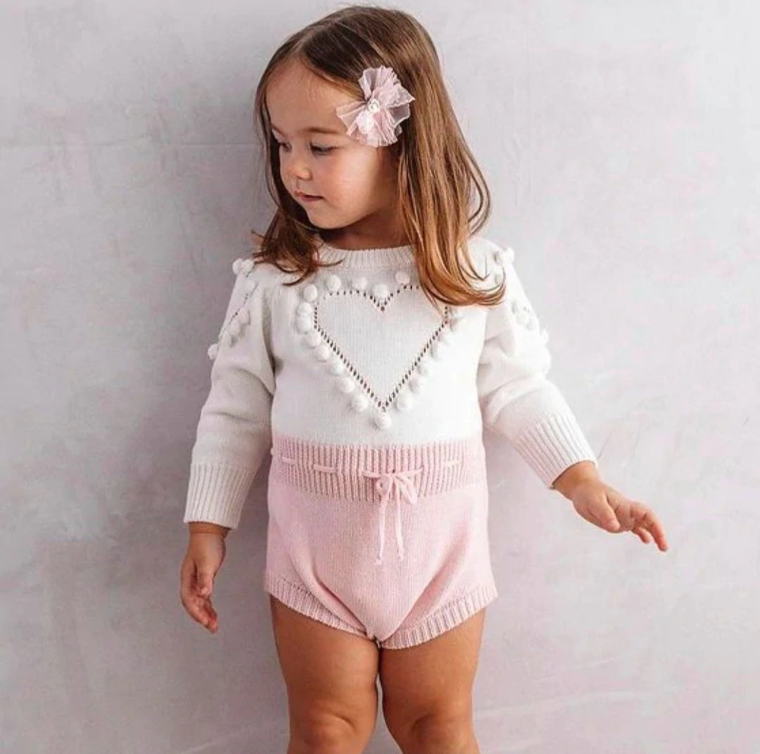 Luxury Knitwear Two-toned Romper Pink