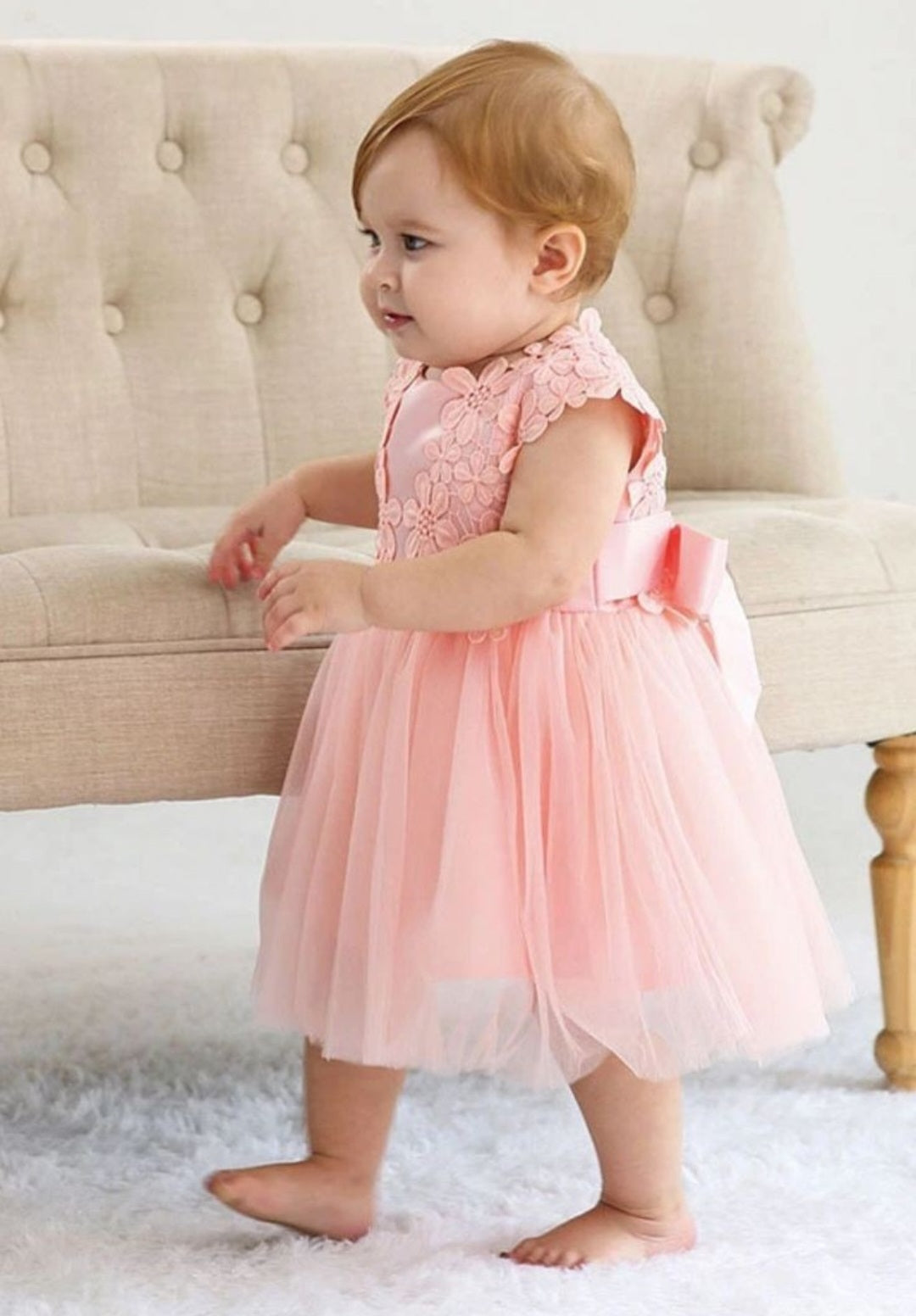 Pink Floral Dress with Lace 1000403