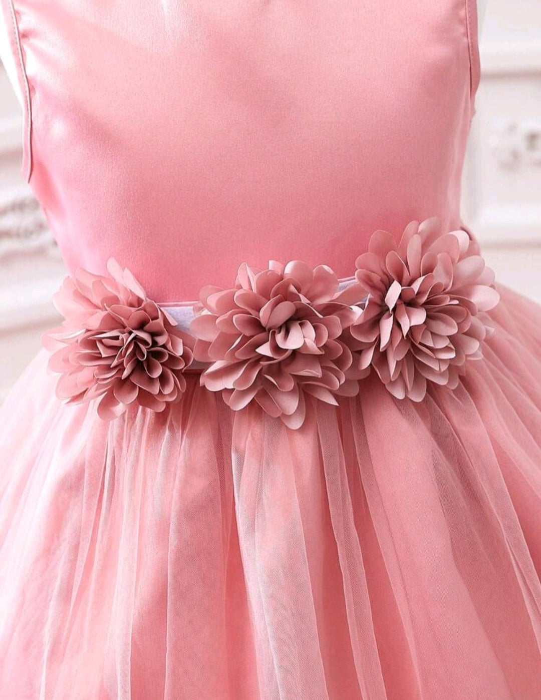 Pink Special Occasions Dress with Floral Belt/Headband 100033