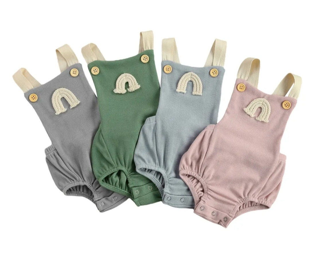 Duck Egg Ribbed Rainbow Romper (Gender Neutral)