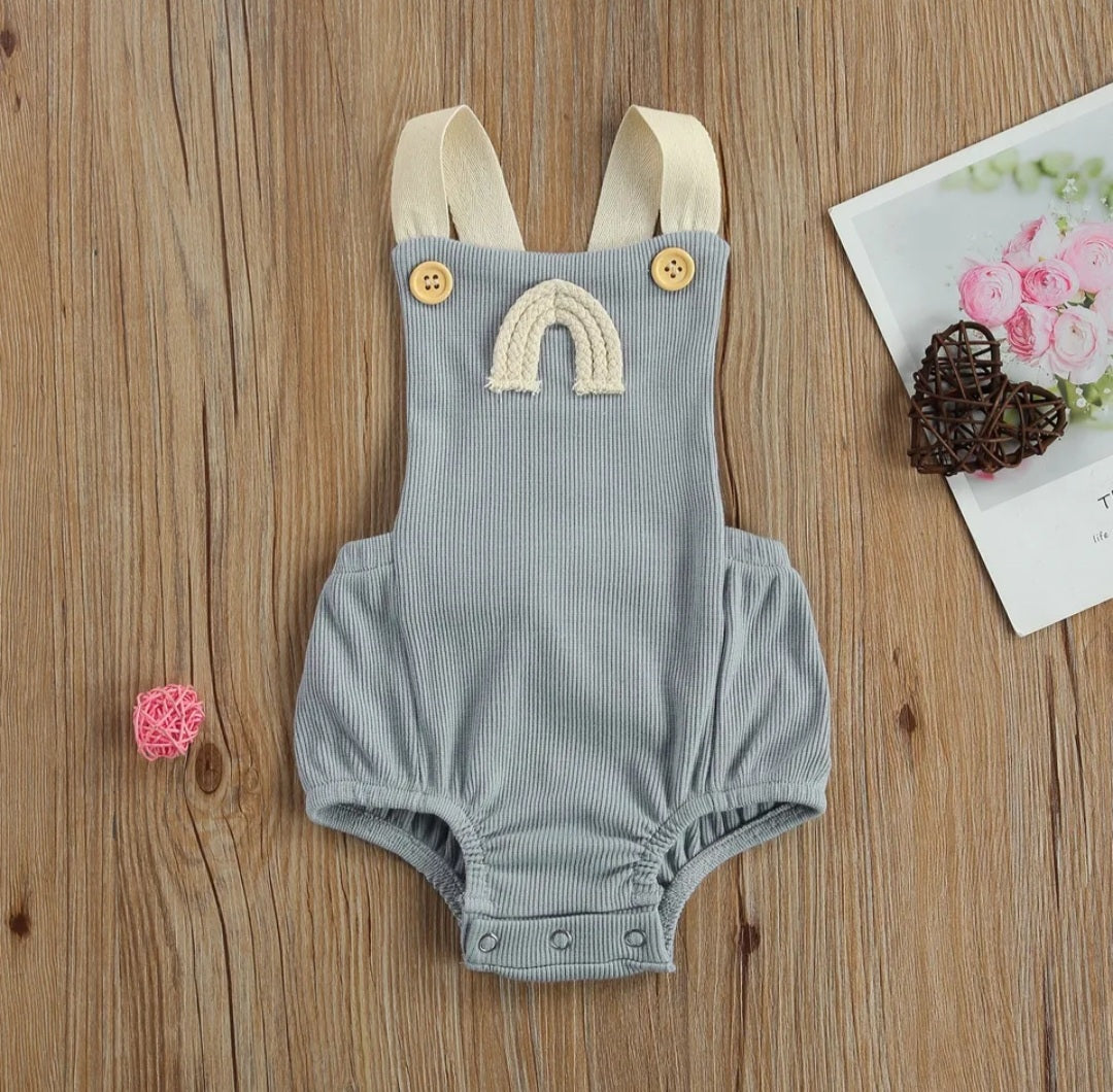 Duck Egg Ribbed Rainbow Romper (Gender Neutral)