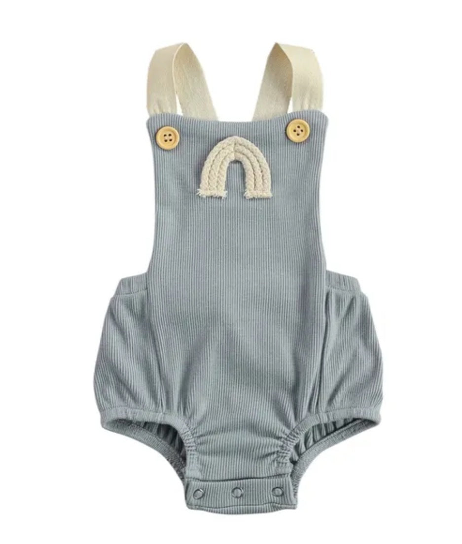 Duck Egg Ribbed Rainbow Romper (Gender Neutral)
