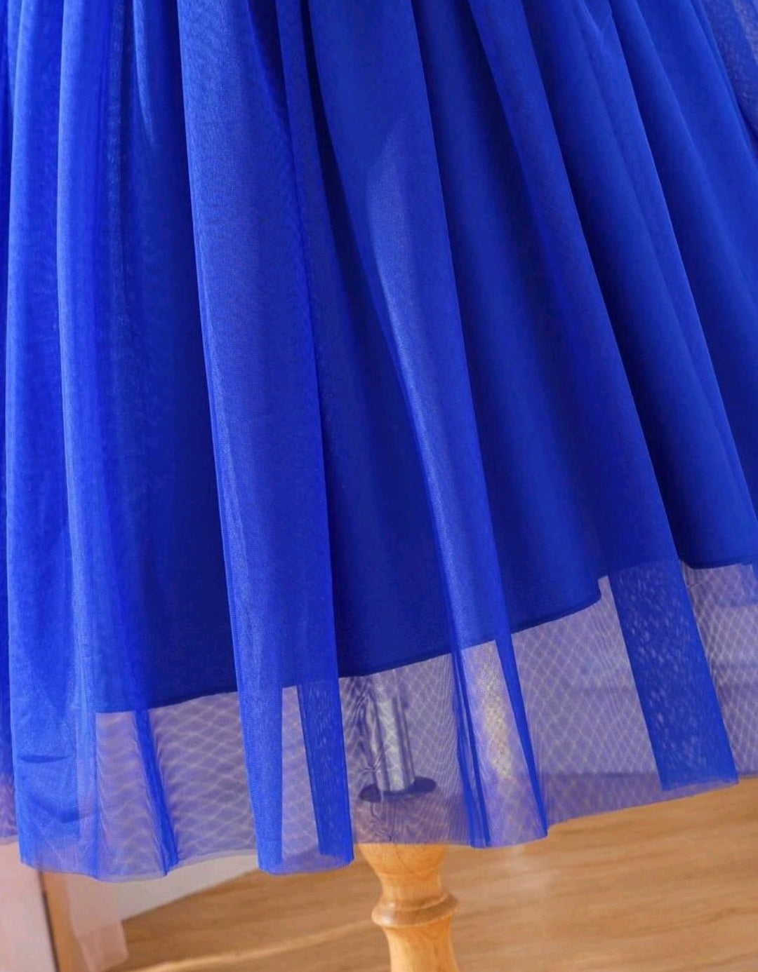 Royal Blue Sequins Bust Tulle Dress with Belt/Headband