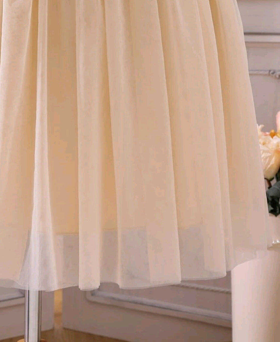 Cream Sequins Bust Special Occasions Tulle Dress and Belt / Headband