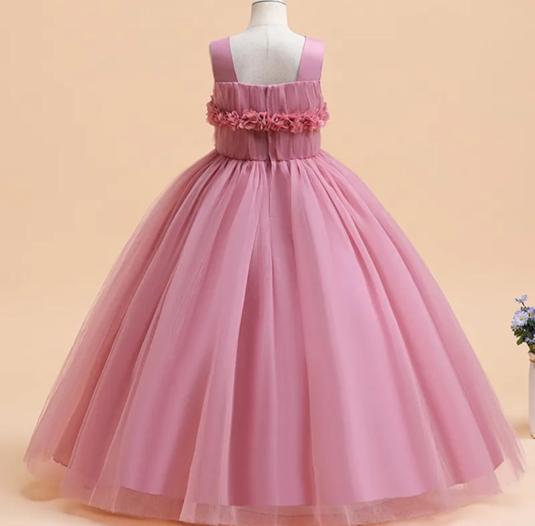 Pink Special Occasions Dress with Floral Detail