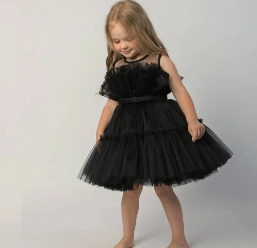 Black Princess Ruffle Dress 1001116