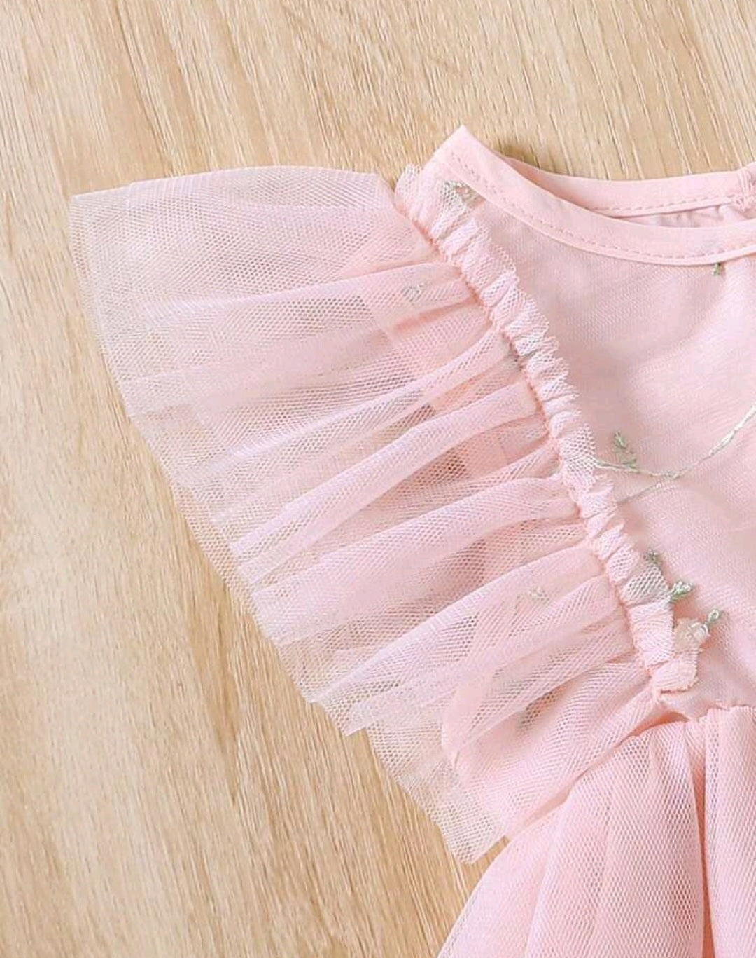Pink Tulle Embroidered Bust Dress
