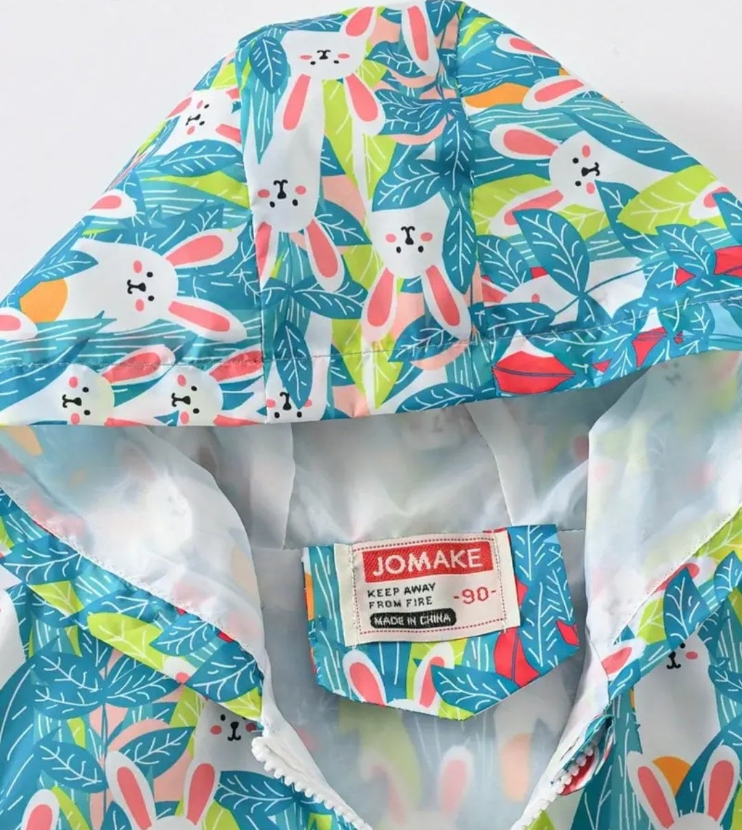 Teal Hooded Bunny Windbreaker