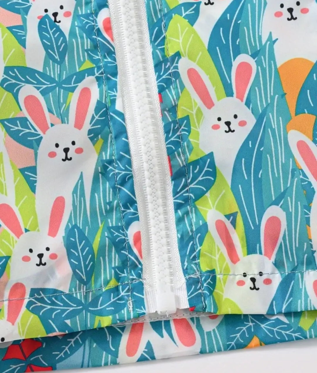 Teal Hooded Bunny Windbreaker