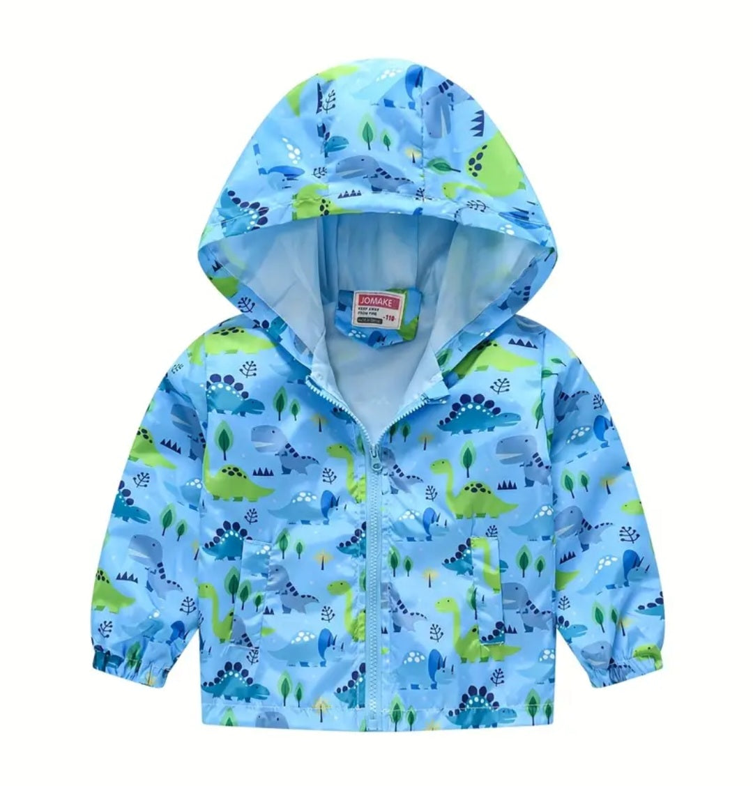Blue Dinosaur Hooded Windbreaker