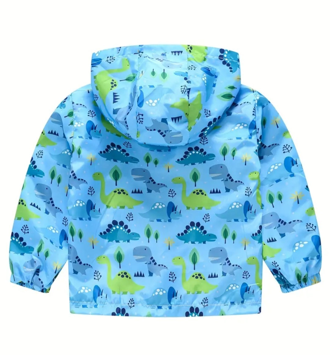 Blue Dinosaur Hooded Windbreaker