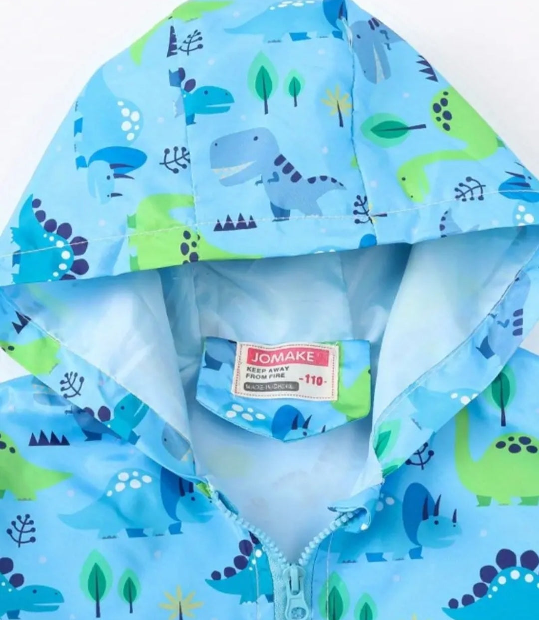 Blue Dinosaur Hooded Windbreaker