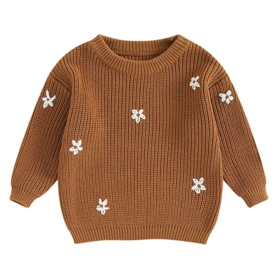 Tan Floral Sweater