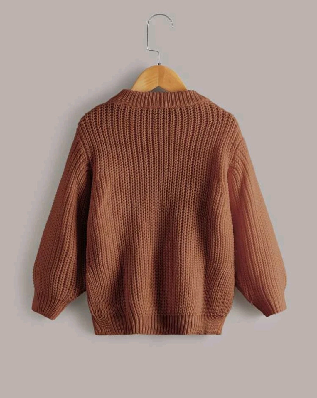 Mocha Cable Knited Crew Neck Sweater,  Gender Neutral