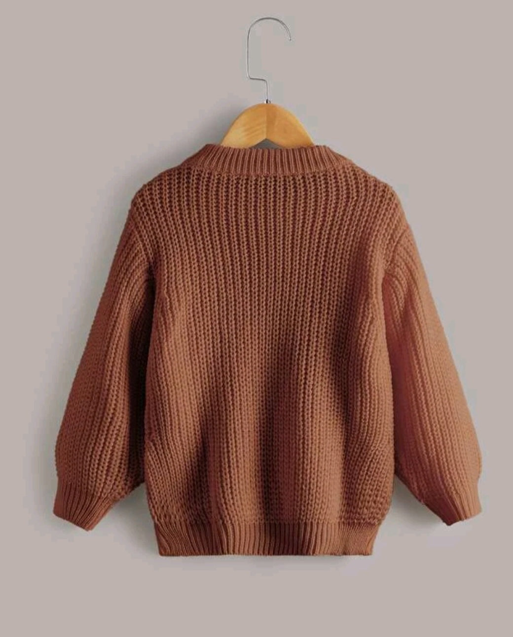 Mocha Cable Knited Crew Neck Sweater, Gender Neutral #10020016