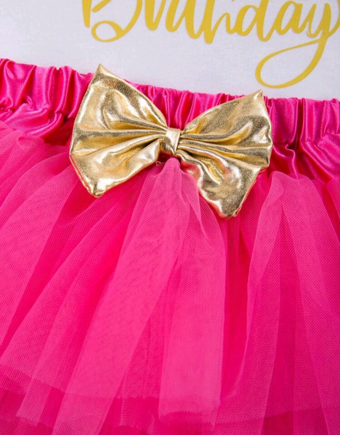 First Birthday Outfit will Long Sleeve, Cerise Pink Tutu and Headband #10020022