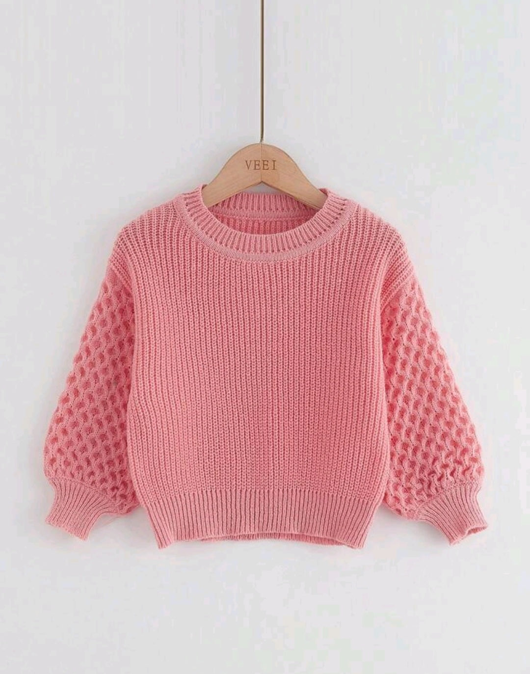 Pink Puffer Sleeve Sweater