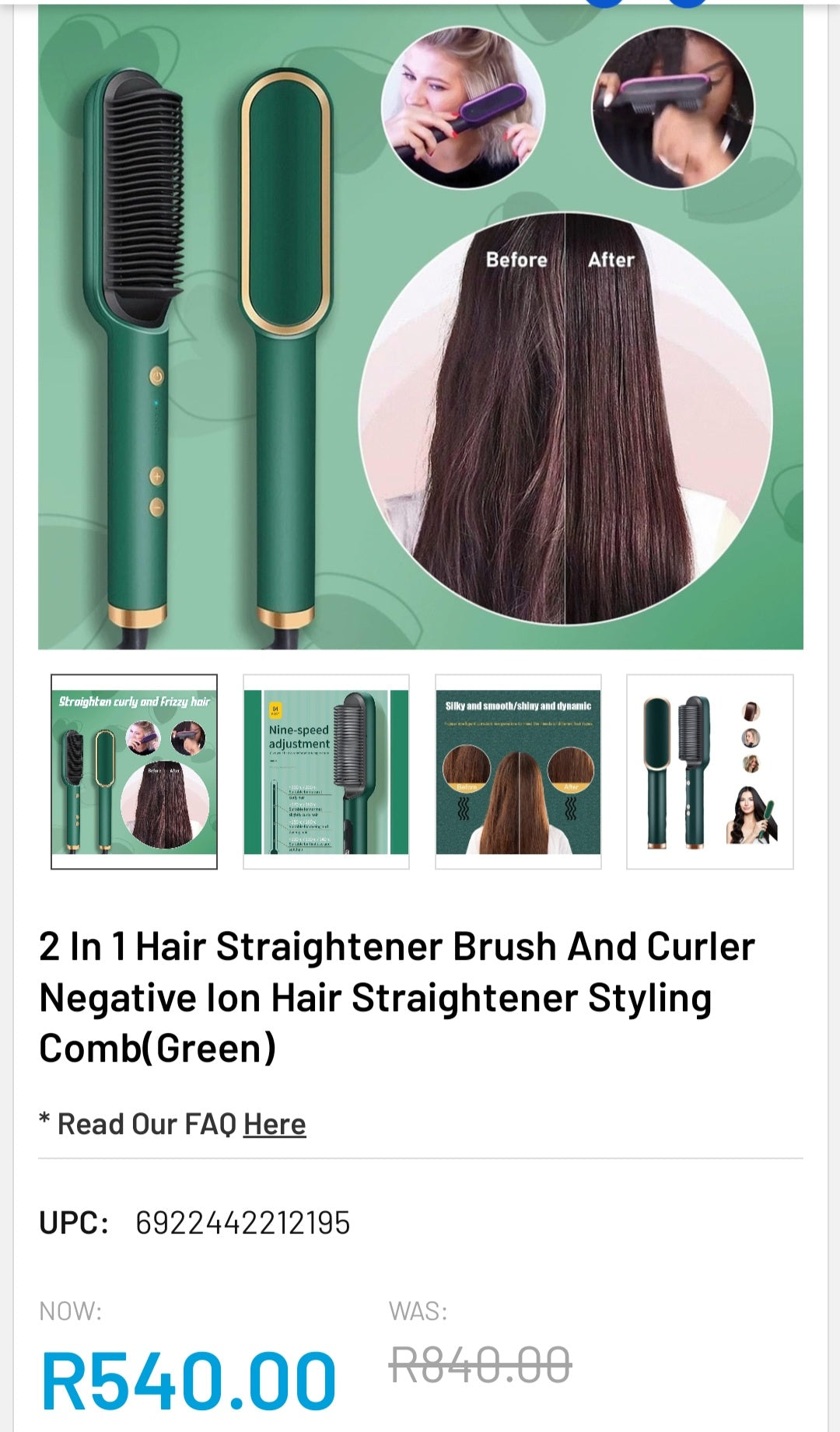 Hair Straightener Comb One-Step Hair Straightening Brush FH909 - White. Hair Straightener Comb One-Step Hair Straighteni