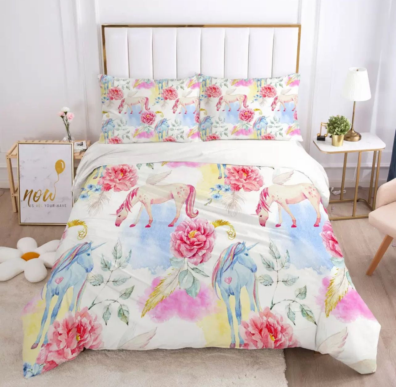 Unicorn & Flowers Bedding