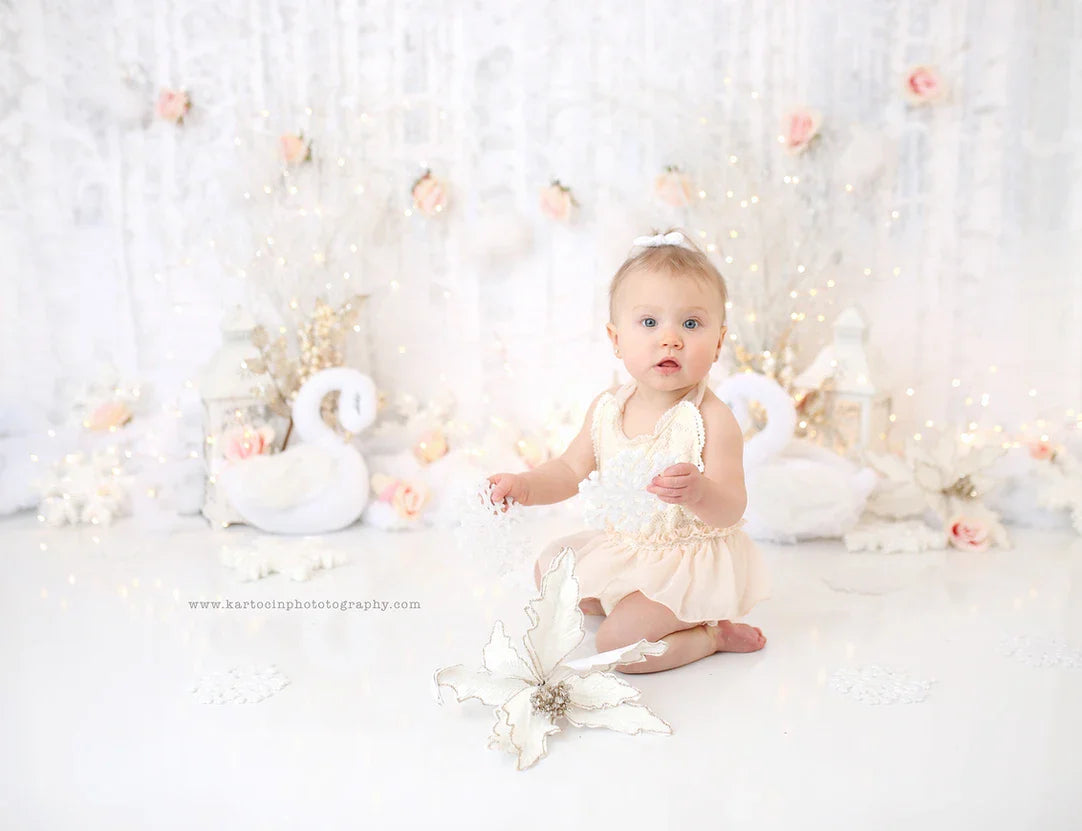 Lace Ruffle Romper with Floral Belt/Headband
