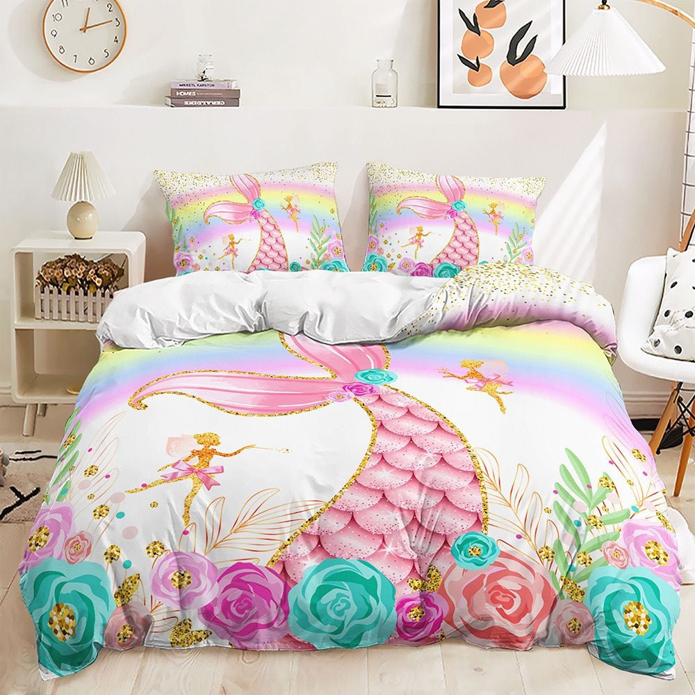 Mermaid pink Swan tail bedding