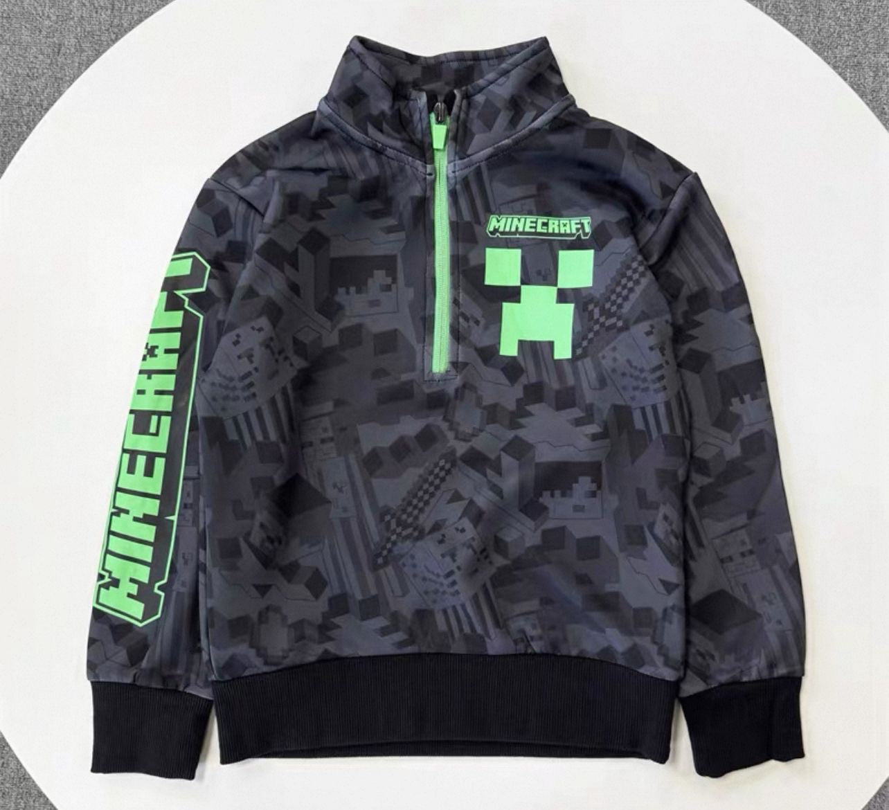 Minecraft Creeper Half-Zip Zipper Kids Pullover Hoodie