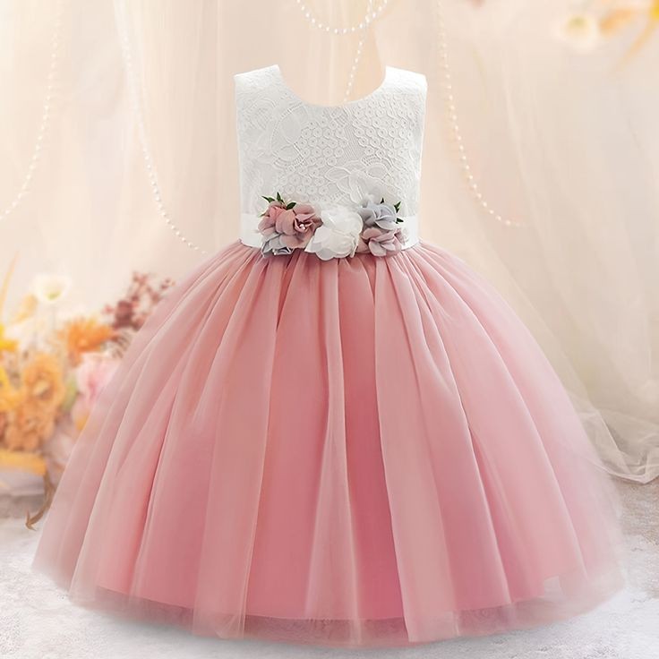 Lace Pink Floral Special Occasions Dress 1000154