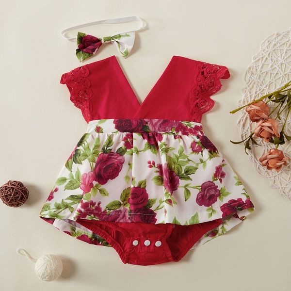 Red Rose Romper Dress