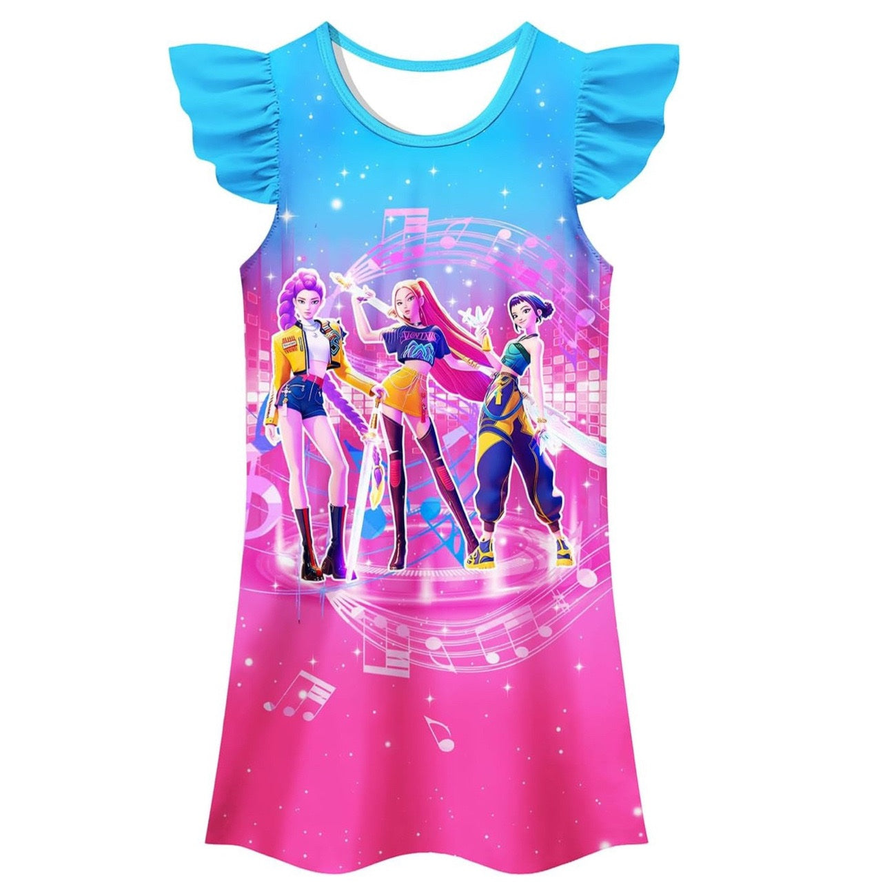 K-Pop Huntrix Party Dress with Ruffle Sleeves