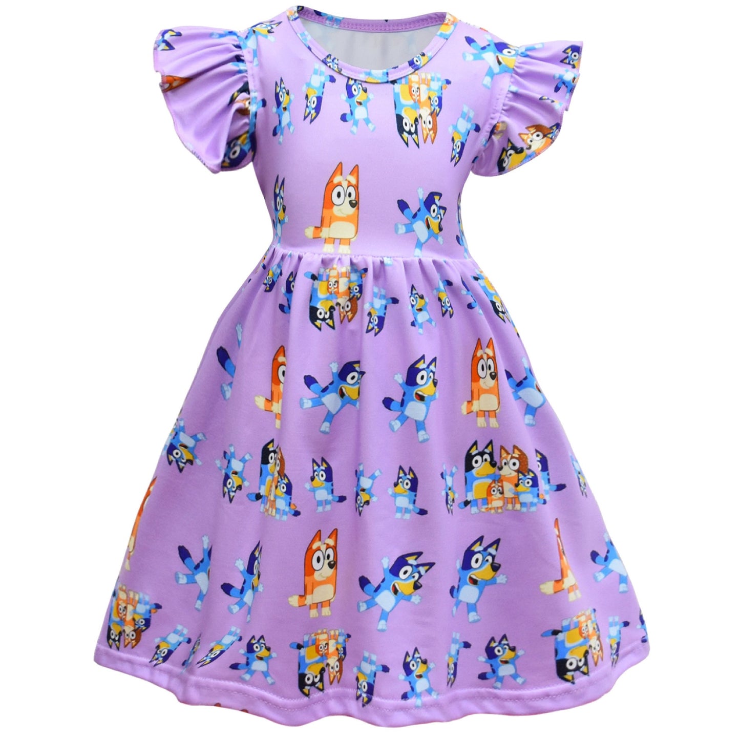 Bluey Purple ruffle sleeve summer dress