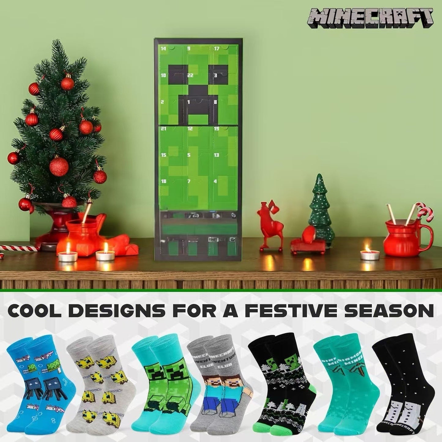 Minecraft Socks Advent Christmas Countdown Calender
