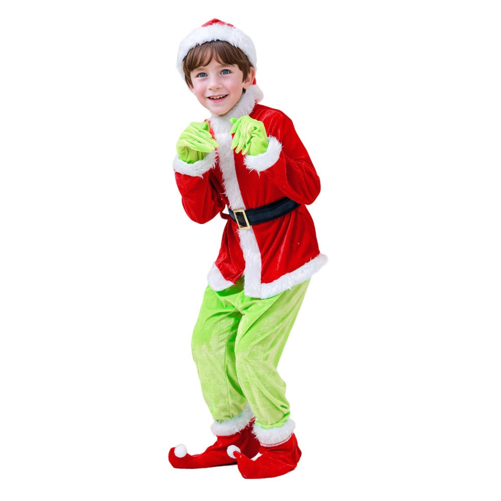 Mischief Santa Kids Costume Cosplay with Green Pants