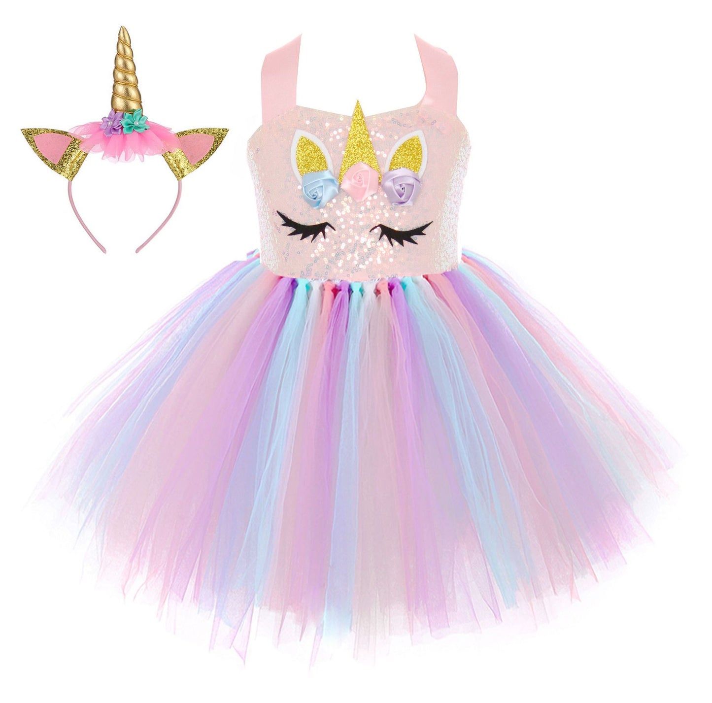 Pink Unicorn dress and matching headband