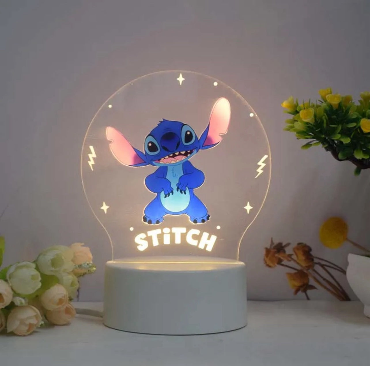 Stitch 3D LED Night Light – USB-Powered Kids Room Decor
