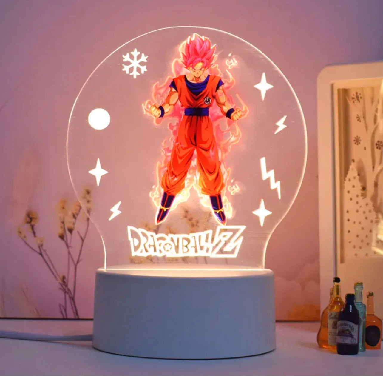 Dragon Printed Ball Z 3D LED Night Light – USB-Powered Kids Room Decor