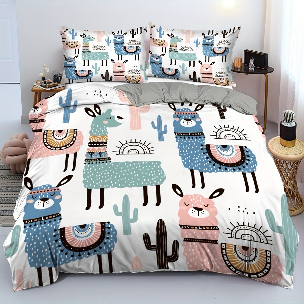 Playful Llama & Cactus Kids Bedding – Boho Desert Theme