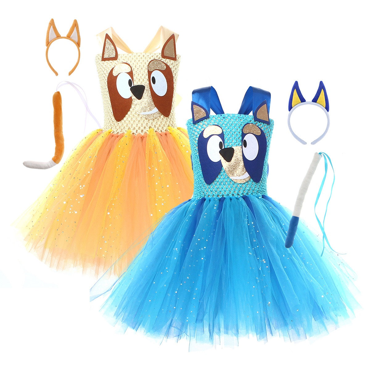 Bluey & Bingo-Inspired Tutu Dress with headband & Tail