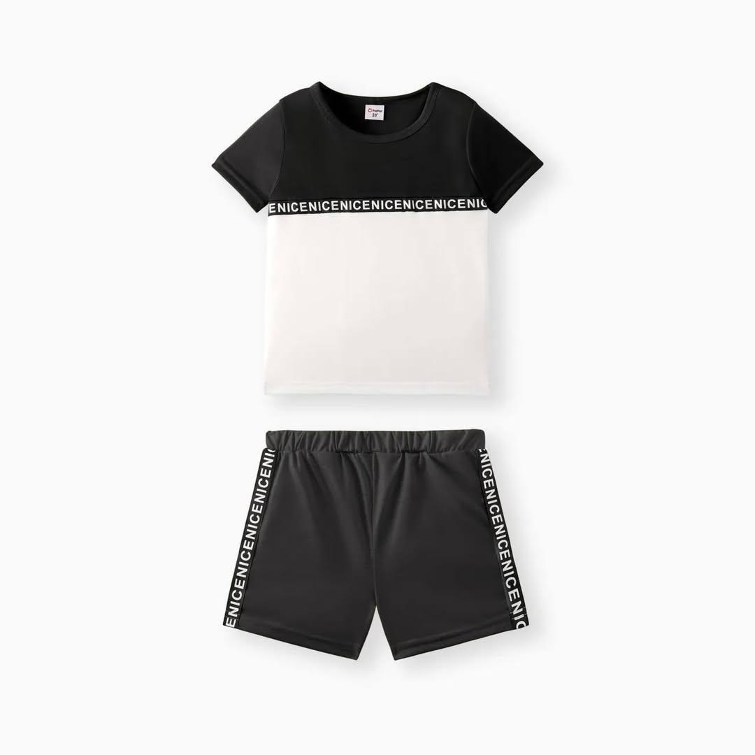 Black and White 2 piece Shorts &Shirt Set