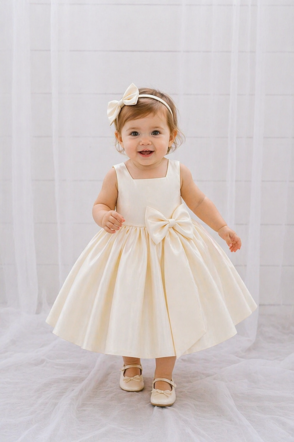 Cream Special Occasions Dress with Big Bow (Clip on) #1001149